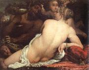Annibale Carracci venus with a satyr and cupids oil